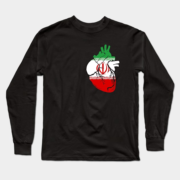 Iranian flag heart Long Sleeve T-Shirt by Bun Art Store